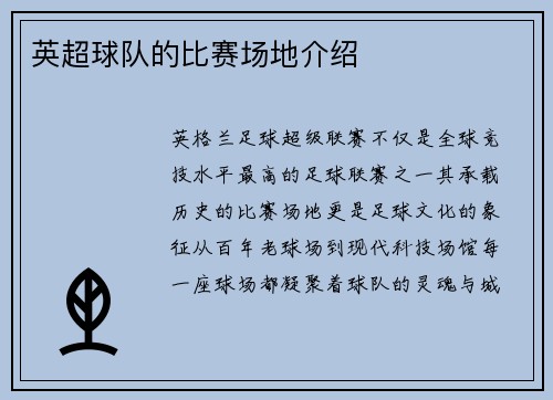 英超球队的比赛场地介绍